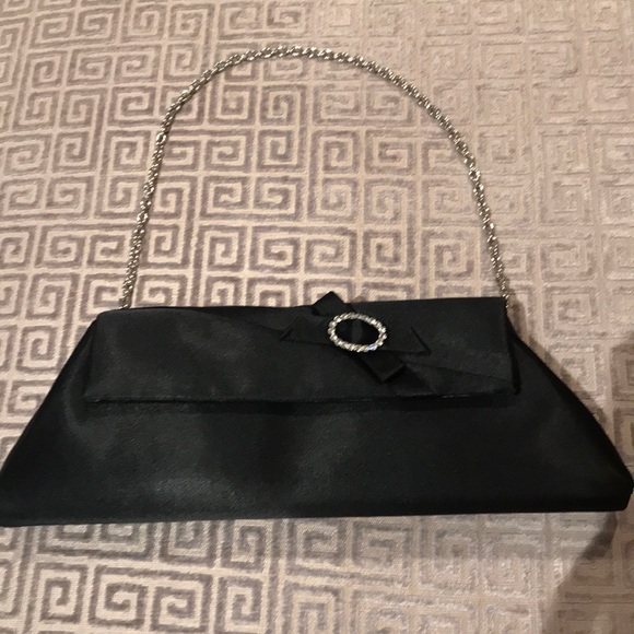 Black satin evening bag - Picture 1 of 6